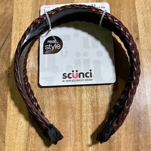 NWT Scunci Women's Faux Leather Braided Headband Hair Accessories Brown One Size